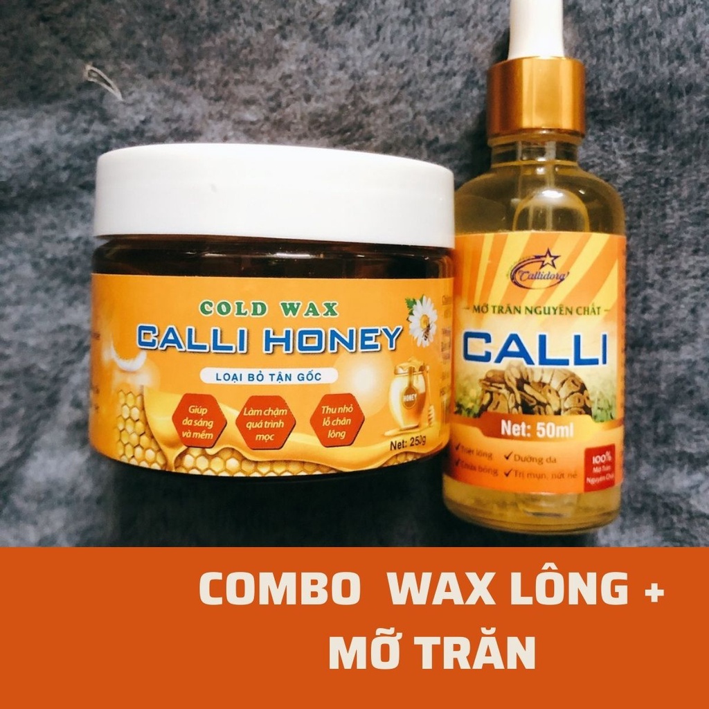 COMBO GEL WAX LÔNG +MỠ TRĂN TRIỆT LÔNG , wax lông An Lành Nách Chân Tay Bikini Vùng Kín hiệu quả Calli Honey 250g CWL