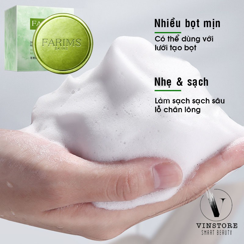 Xà phòng sạch mụn lưng, mụn cám tinh chất trà xanh matcha Farims, kháng khuẩn, sạch mụn hiệu quả, dưỡng ẩm chăm sóc da | BigBuy360 - bigbuy360.vn