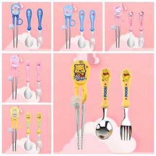 Set thìa nĩa và đũa tập ăn cho bé bằng thép không gỉ 304