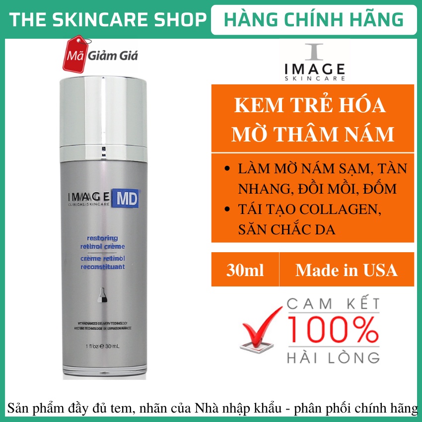 Kem Retinol Trẻ Hóa Mờ Thâm Nám Da Khô Image Skincare MD Restoring Retinol Creme With ADT Technology 30ml