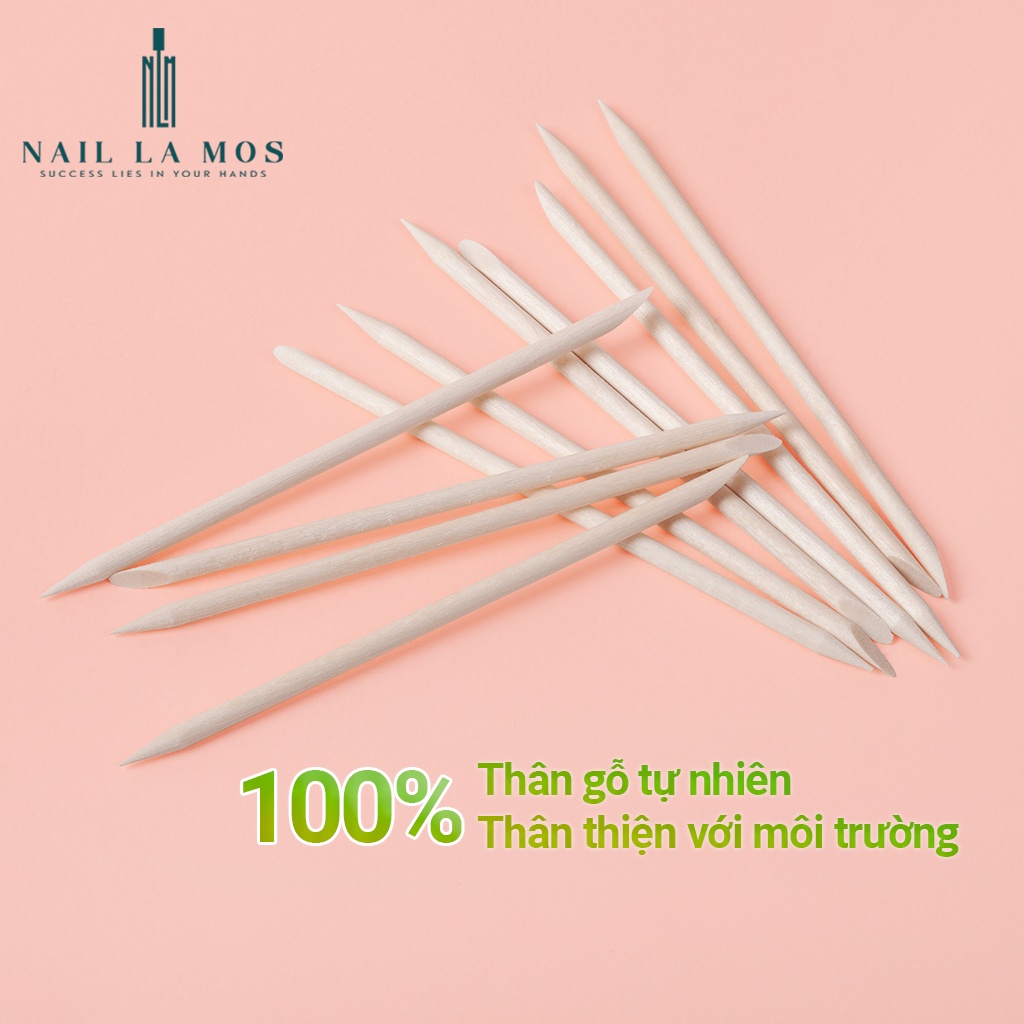 Que gỗ làm nail 2 đầu đẩy da, sủi móng, nặn hoa bột - Que tháo móng giả chuyên dùng cho nailbox