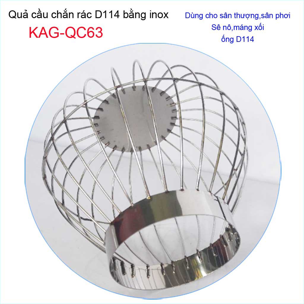 Cầu chặn rác sân thượng inox, cầu chắn rác D114 KAG-QC63