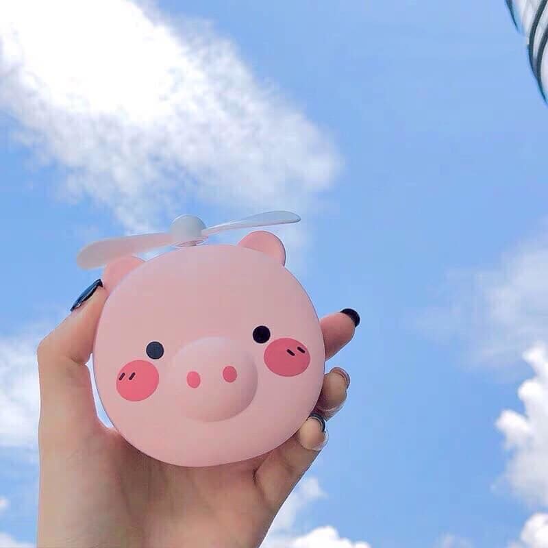 Quạt Mini Fan Để Bàn Điều Chỉnh 2 Tốc Độ Cực Mát Kiêm Đèn Ngủ, Quạt mát mini để bàn hình thú 3 IN 1 kèm đèn led và gương | BigBuy360 - bigbuy360.vn