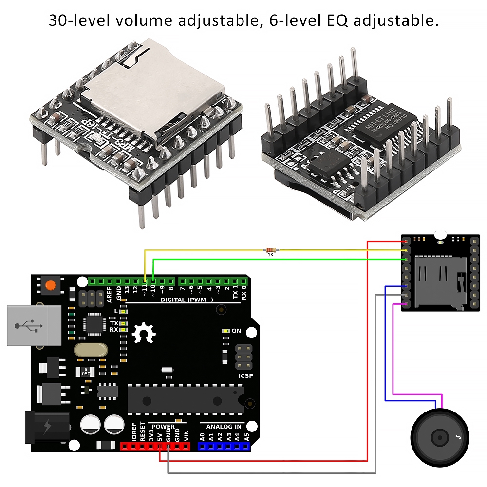 Mô Đun Giải Mã Âm Thanh Mp3 Mini Cho Arduino Df