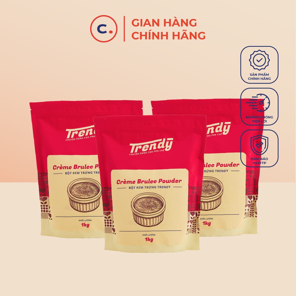 Bột Kem Trứng Trendy 1kg - Nguyên liệu pha chế đồ uống chất lượng - Cam kết 100% chính hãng