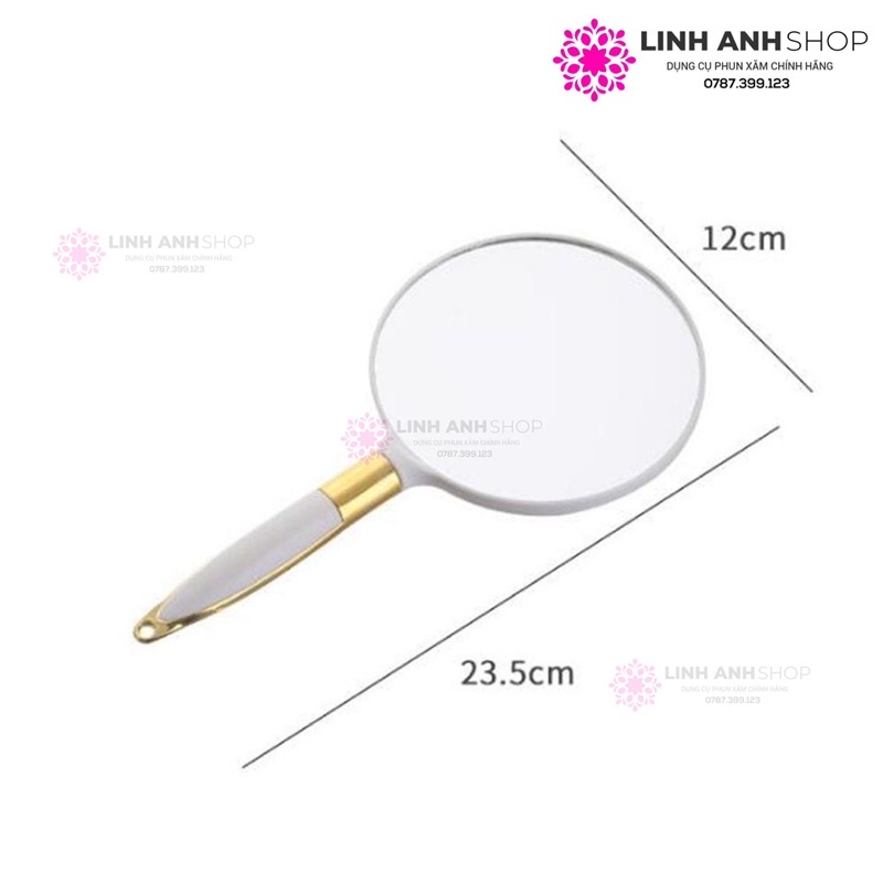 Gương Cầm Tay Hàn Quốc Gương Vintage Dáng Tròn Mini Makeup Phun Xăm