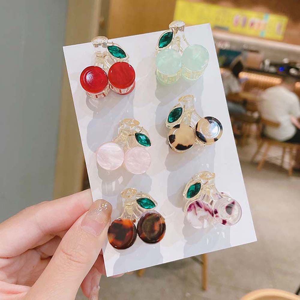 Kẹp Tóc Acrylic Họa Tiết Quả Cherry / Da Báo Nhiều Màu Thời Trang Hàn Quốc Cho Nữ