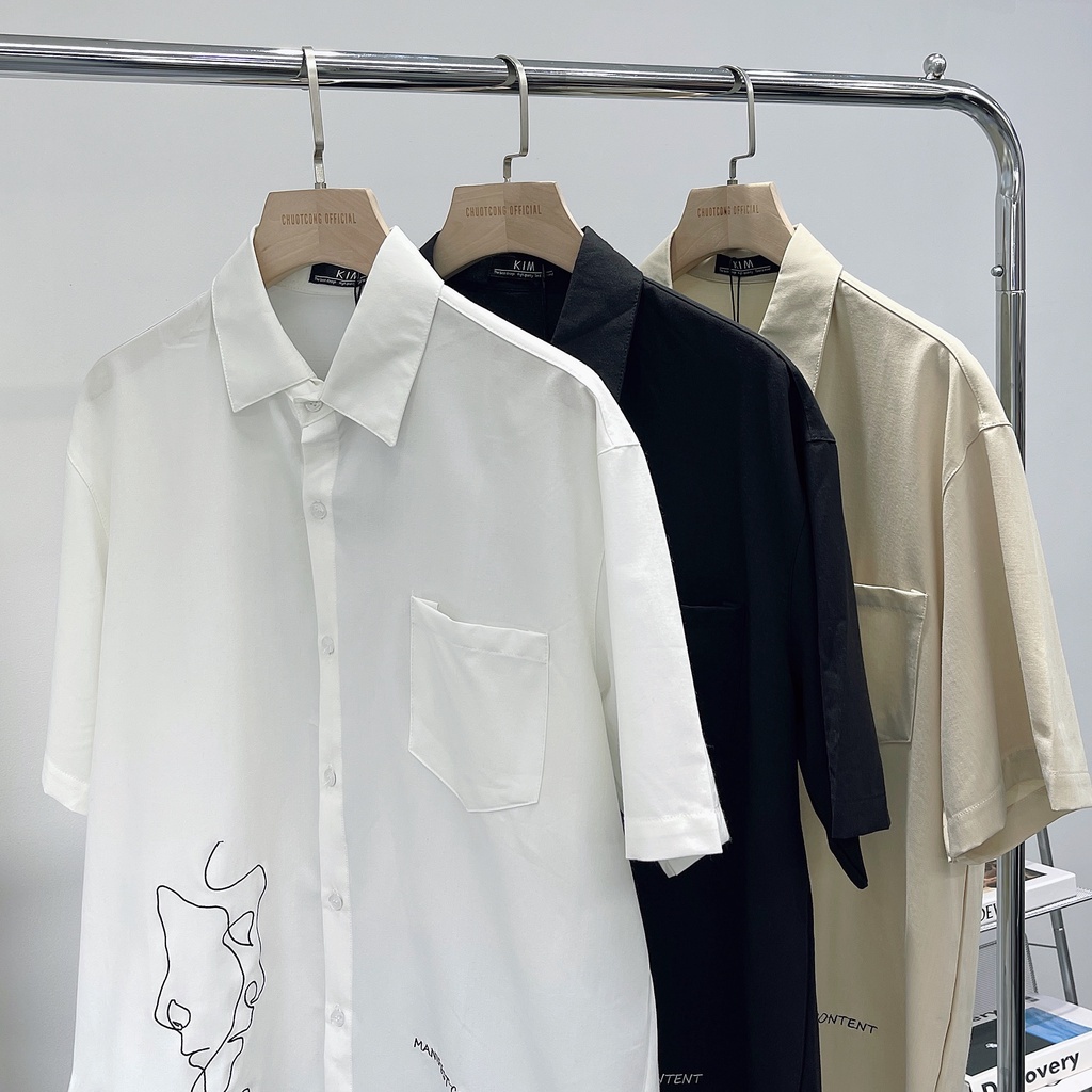 ÁO SƠMI HOẠ TIẾT 2235 CHUOTCONG OFFICIAL (Trắng,Đen,Kem)