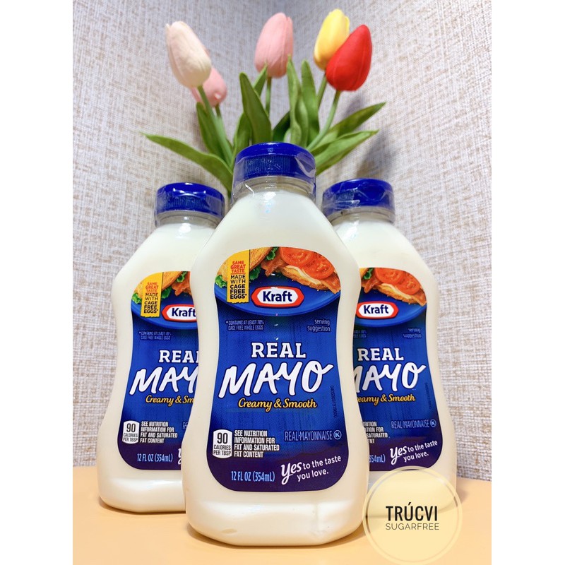 Sốt Mayo không đường Kraft lọ 354ml( eat clean, keto, ăn kiêng, gymer)