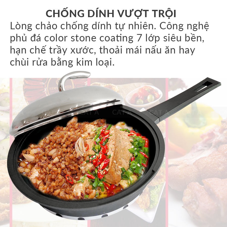 TFFP-509-24Chảo chống dính đáy từ nhôm nguyên khối, đáy dày 3 lớp, có vung đậy - Bắt từ cực nhanh