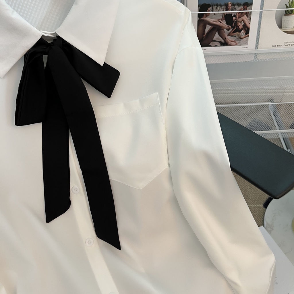 Áo Sơ Mi Trắng Dáng Rộng Phong Cách Cổ Điển Thời Trang Mùa Thu Mới Cho Nữ