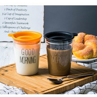 Ly Thủy Tinh In Chữ Good Morning Không Quai ( không kèm nắp)