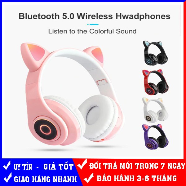 Tai nghe Bluetooth Headphone chụp tai Led siêu đẹp tai mèo siêu dễ thương âm thanh siêu hay,êm tai vv...