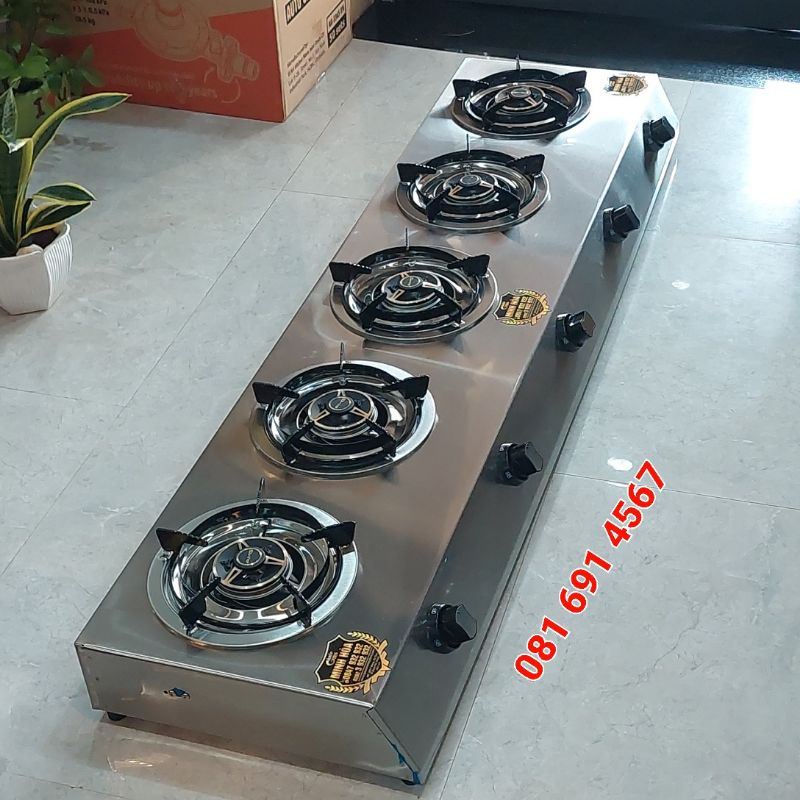 Bếp gas mỳ cay bánh xèo các loại 5 lò AMG Nhập Khẩu siêu bền , điếu inox 304 không rỉ , không bị đen nồi tiết kiệm gas