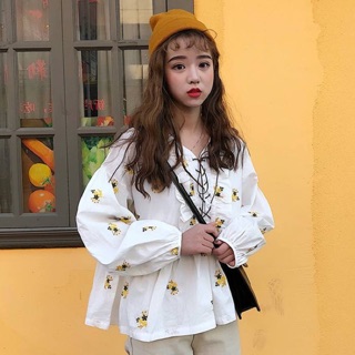 áo babydoll áo sơ mi nữ đẹp sơ mi ulzzang áo kiểu bbd dáng Hàn Quốc bánh bèo tay bồng