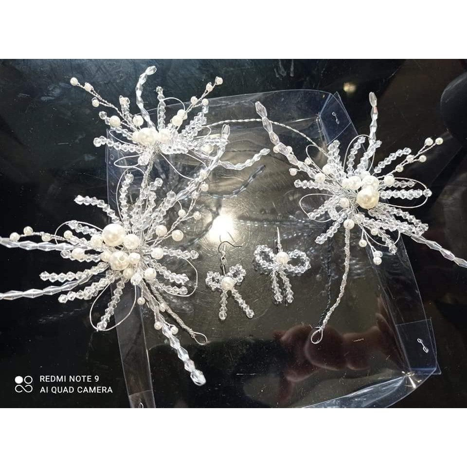 Bờm pha lê kèm bông tai Giá chỉ 150k