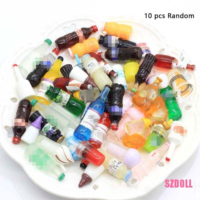 Set 10 Mô Hình Chai Nước Mini Trang Trí Nhà Búp Bê Xinh Xắn