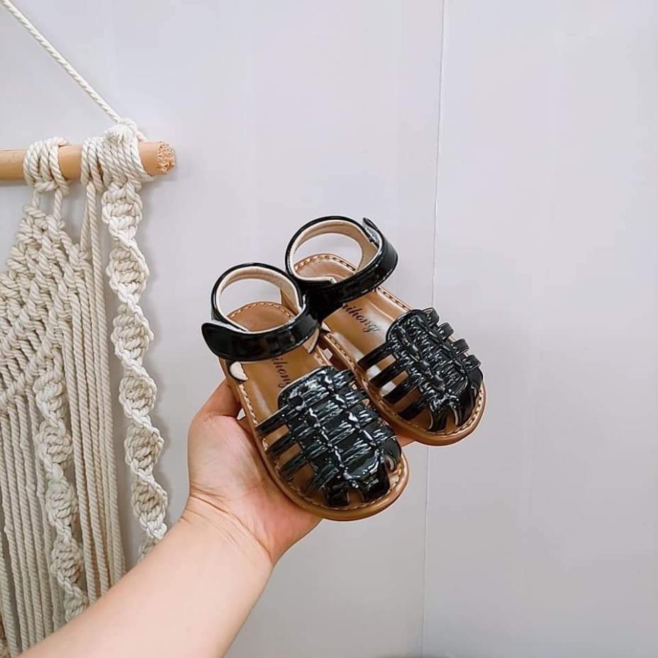 Dép rọ bé gái -Dép Sandal cho bé Quai đan siêu xinh chất da PU đế cao su mềm phong cách Hàn Quốc M118