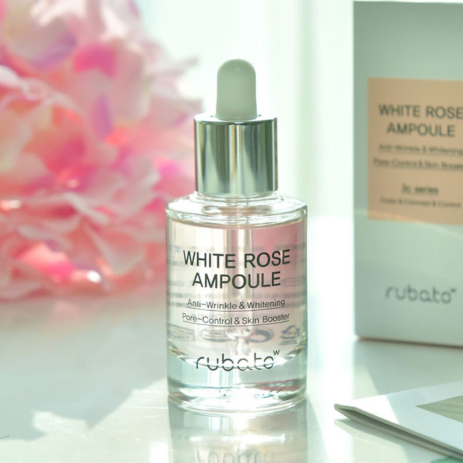 Serum Rubato White Rose Ampoule Cho Da Dầu Mụn Và Dưỡng Ẩm, Tinh Chất Làm Trắng Da, Thương Hiệu Hàn Quốc