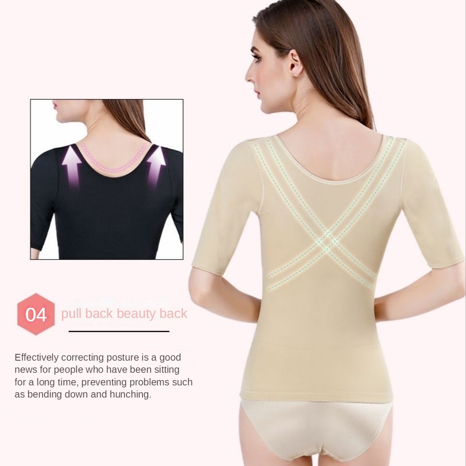Áo vest tay ngắn tingmei ruoya | Eo và cánh tay định hình hàng đầu | Bụng và bụng co lại bodysuit