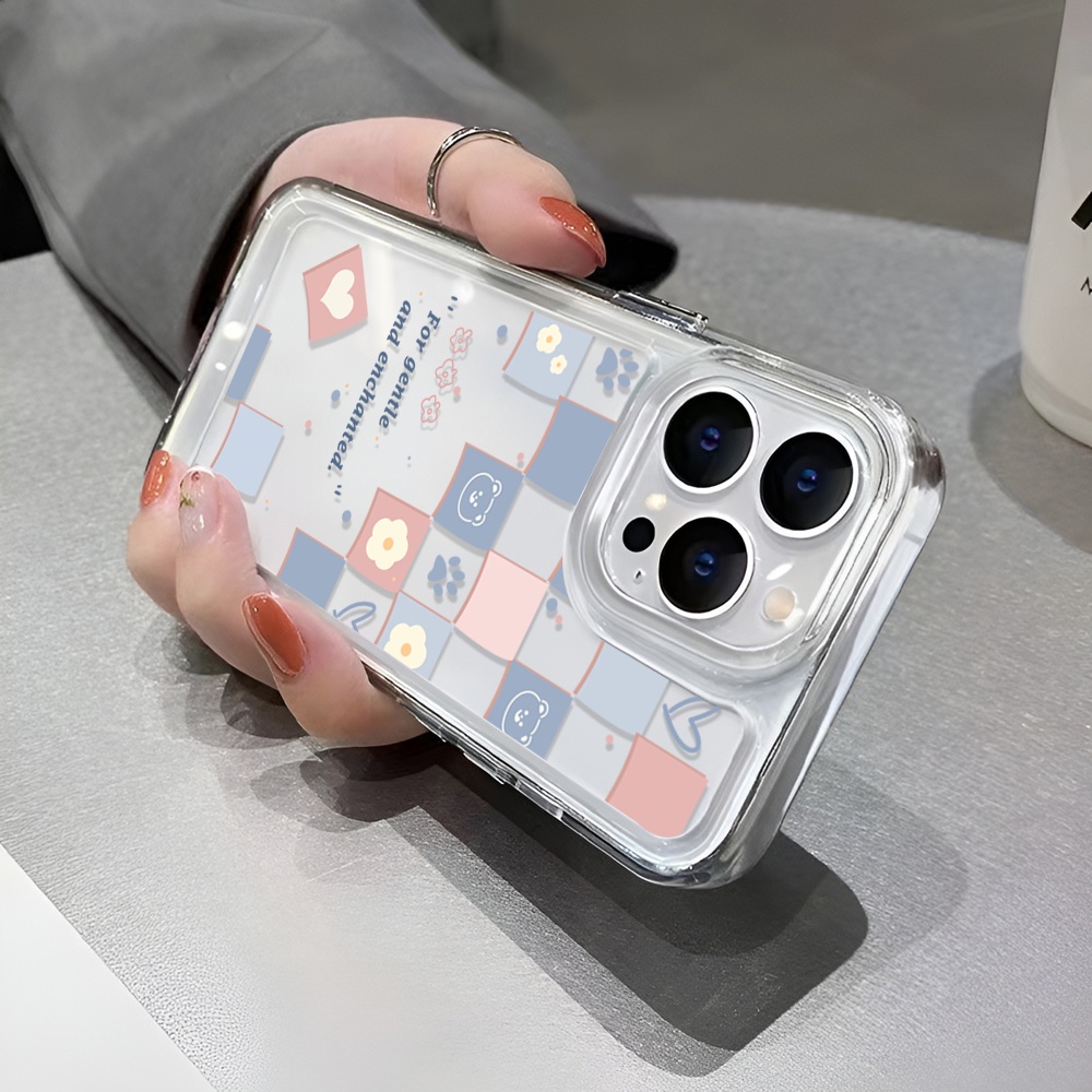 Ốp Điện Thoại Trong Suốt Họa Tiết Kẻ Ô Không Gian Cho iphone 14 Pro Max Plus 13 11 12 7Plus X XR XS Max 7 8 SE 2020