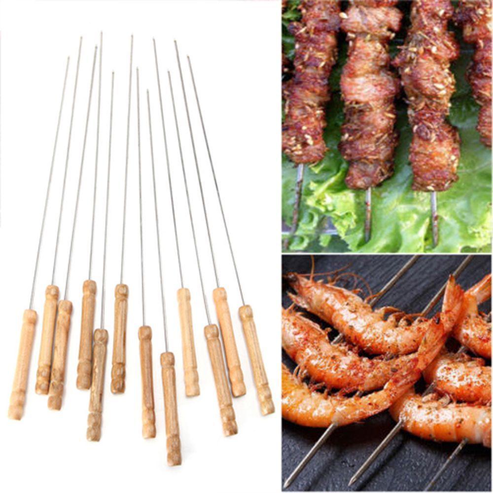 Bộ 10 Cây Xiên Nướng BBQ Ngoài Trời Bằng Thép Không Gỉ