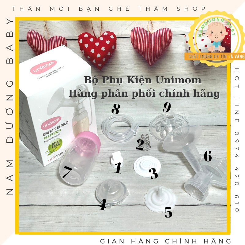 Phụ Kiện Máy Hút Sữa Unimom! ( lẻ đủ bộ) chính hãng Unimom Hàn Quốc, chất liệu an toàn
