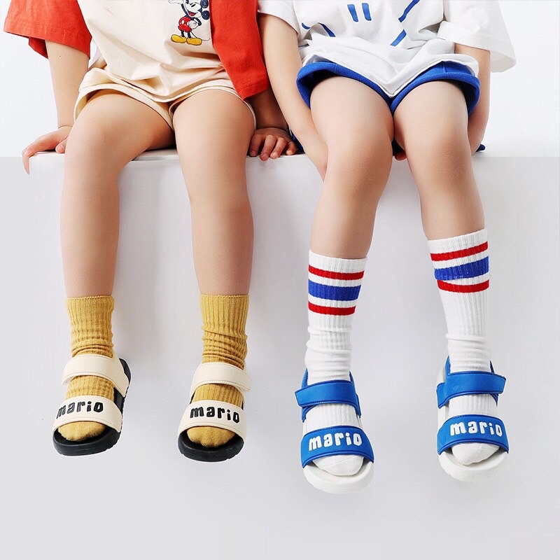 Sandal Mario Chữ trẻ em siêu nhẹ chống trơn trượt có quai hậu cho bé