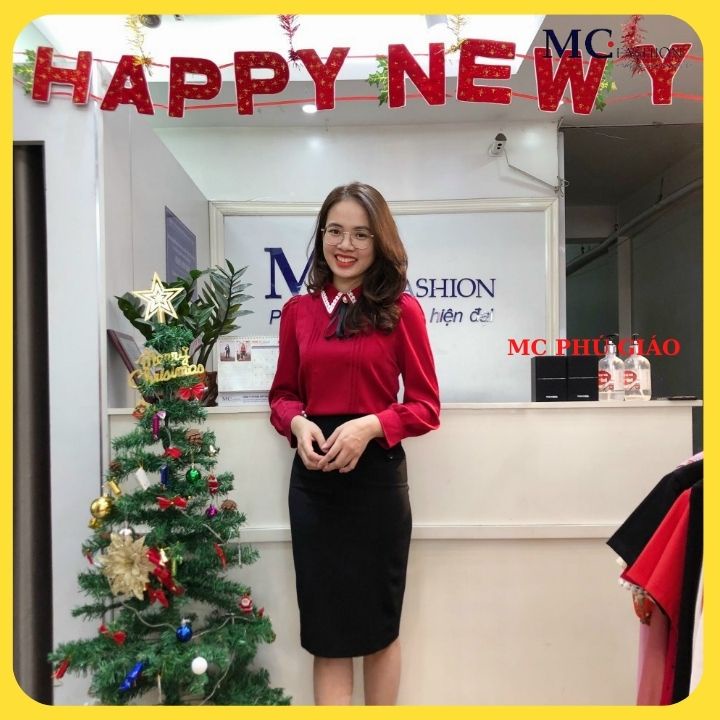 Áo Kiểu Tay Dài Công Sở Mc Fashion Màu Đỏ Đô Cao Cấp Chất Lụa Mịn Mát Không Nhăn TA1033