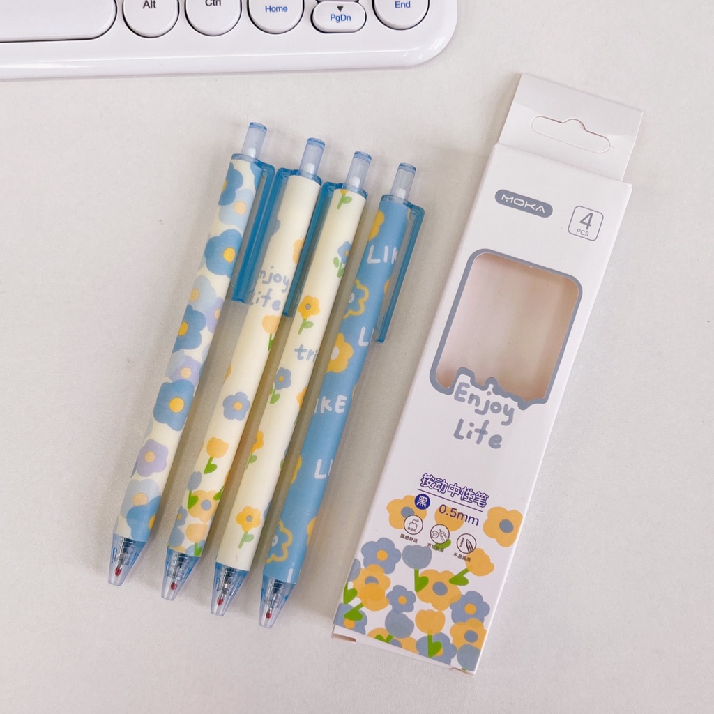 Set 4 Bút Bi Mực Đen Ngòi 0.5mm