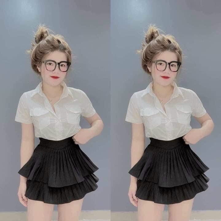 Chân váy xếp ly 2 tầng chống nhăn có quần trong Lưng cạp cao siêu HOT - Kim Dung Fashion Store