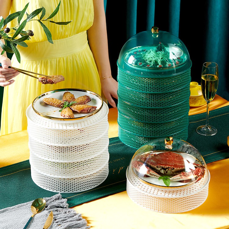 Lồng Bàn Đậy Thức Ăn Thông Minh Nhiều Tầng - Nắp Đậy Thức Bằng Lưới Thông Thoáng Không Gỉ Siêu Bền
