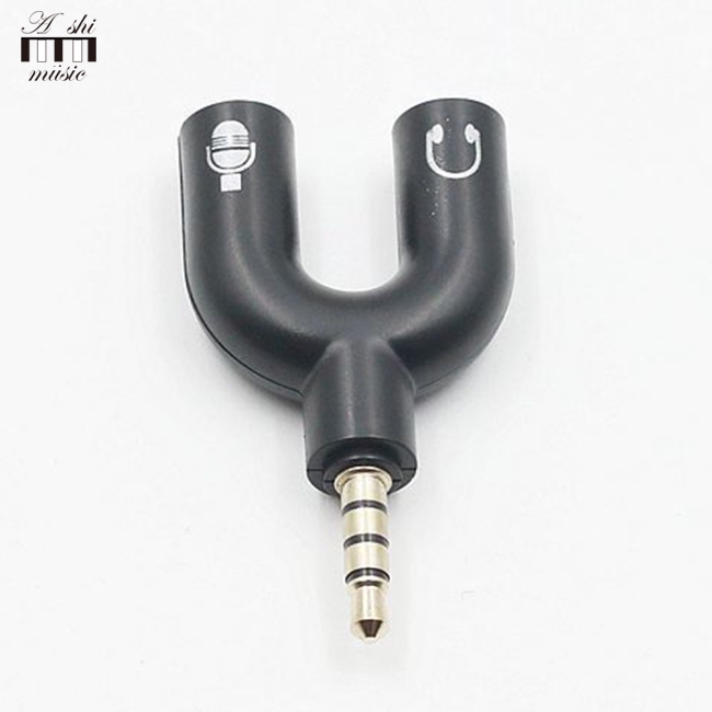 3.5mm Dispenser U-Shaped Stereo Plug Stereo Audio Microphone and Headphone Adapter Headset Splitter for Smartphone MP3 Player MP4