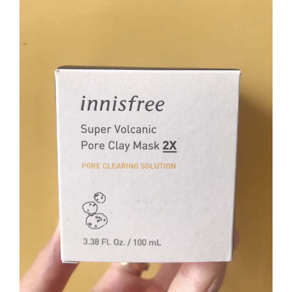 Mặt Nạ Đất Sét Tro Núi Lửa Giảm Mụn Đầu Đen Innisfree Super Volcanic Pore Clay Mask 2X 100ml [mẫu mới]