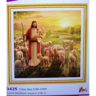 Tranh thêu chữ thập Chúa chăn chiên 50x50cm LV3425
