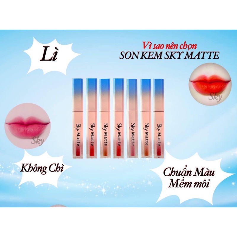 ( Chính Hãng ) Son Kem Lì Mịn Môi Sky Matte