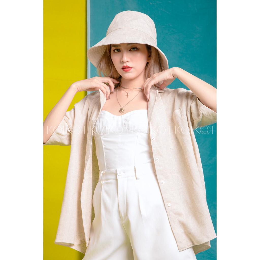 Mũ Nón Bucket Vành Rộng Linen - Chewing Gum Hat