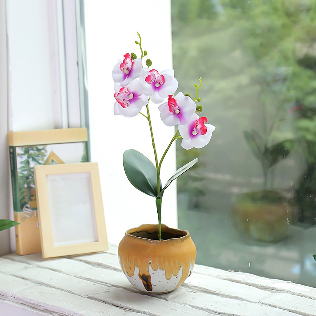 Nhánh Hoa Lan Và Bướm Nhân Tạo Dùng Trang Trí Tường Diy