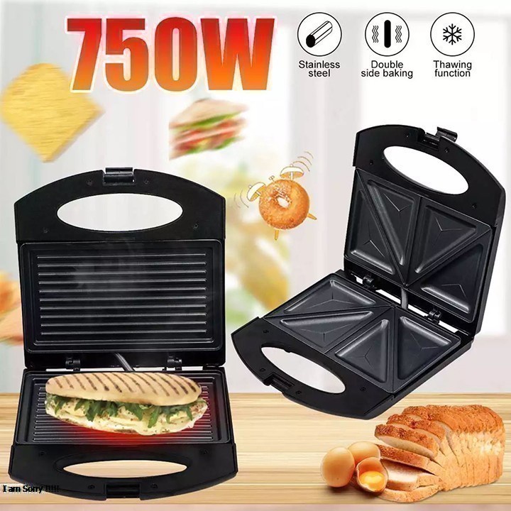 Máy nướng bánh mì sandwich, nướng thịt đa năng chính hãng Haeger 750W