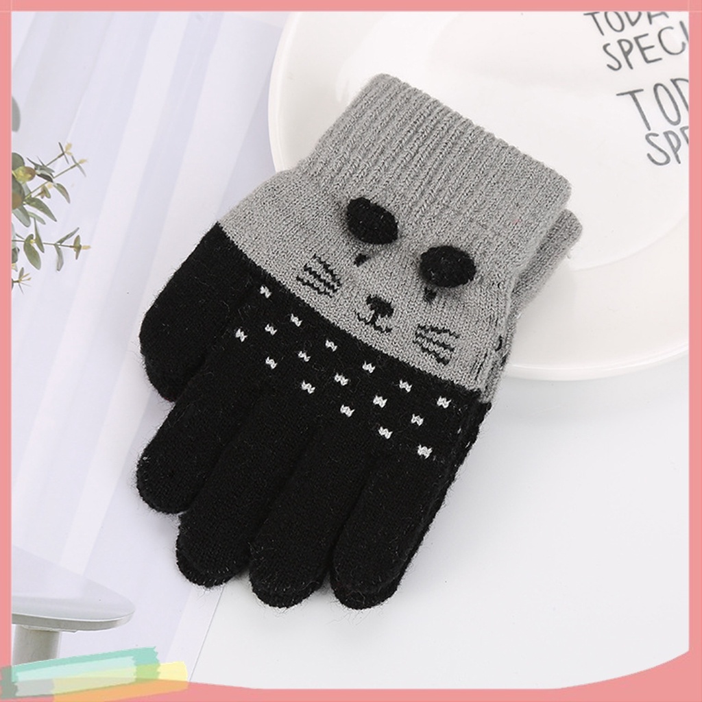 1 Đôi Găng Tay Dệt Kim Họa Tiết Hoạt Hình Dễ Thương Cho Bé