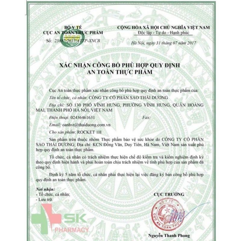 Rocket 1h Sao Thái Dương hộp 1 vỉ 6 viên