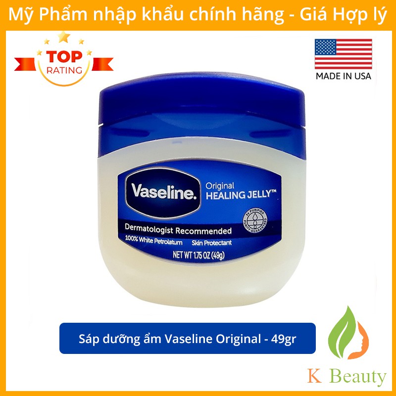 Sáp Dưỡng Ẩm Vaseline - Original Healing Jelly - 100% White Petrolatum 49g - Hàng USA