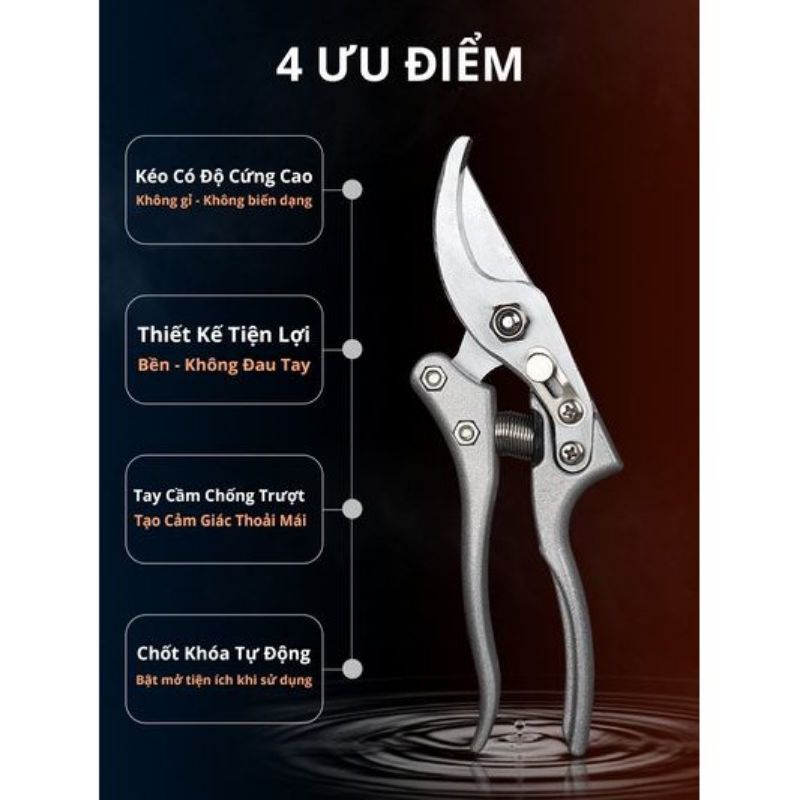 Kéo cắt, tỉa cành SaDa cao cấp công nghệ Nhật Bản, lưỡi cắt siêu sắc bền bỉ làm bằng thép không gỉ - tặng kèm 1 lò xo