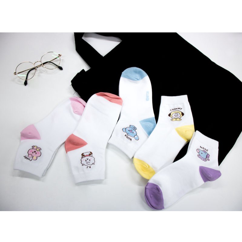 Vớ dài ngang bắp chân in họa tiết BT21 BTS cho bé