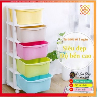 Tủ nhựa 5 tầng đa sắc, tủ quần áo nhựa Việt Nhật 3638 có bánh xe phong cách hiện đại - Bách Hoá Lê Gia