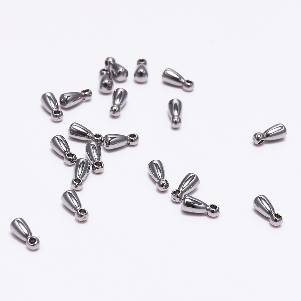 Set 20 Mặt Dây Chuyền Hình Giọt Nước Bằng Thép Không Gỉ 3MM * 6mm