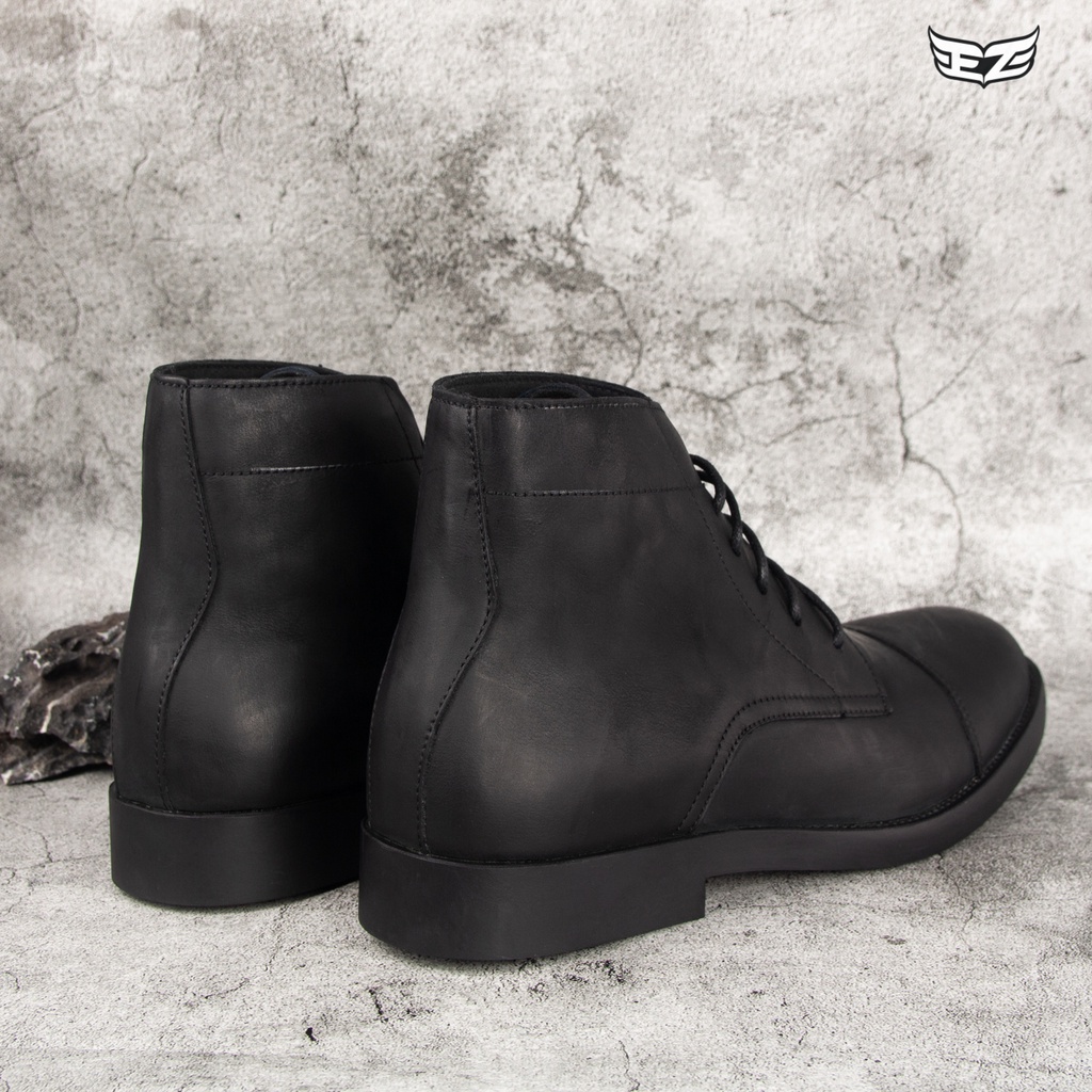 Giày da sáp cao cổ đen - Da nhập khẩu chính hãng 100% | BigBuy360 - bigbuy360.vn