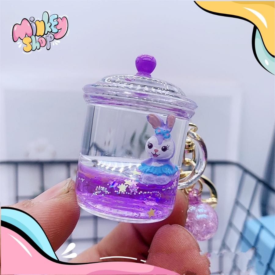 Móc Khóa Nước Dầu Màu Tím Dễ Thương Với Nhiều Mẫu Dễ Thương, Phụ Kiện Túi Xách Balo Cute 02MKN -Minkey