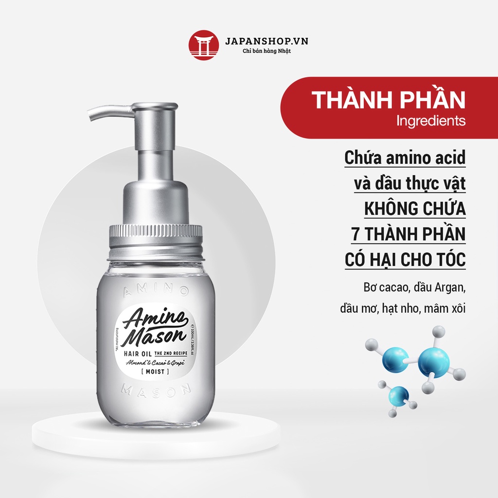 Bộ sản phẩm phục hồi hư tổn, giảm bết dính cho tóc dầu Amino Mason 2nd Smooth made in Japan