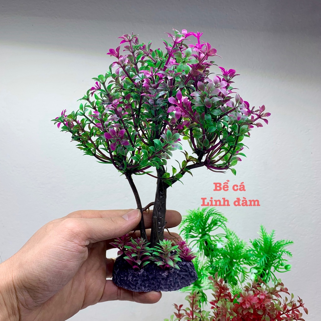 Cây nhựa cao 22cm trang trí bể cá cảnh - Cây nhựa trang trí thủy sinh giá rẻ